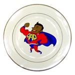 Fathers Day Black Super Dad Porcelain Plate