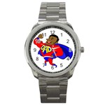 Fathers Day Black Super Dad Sport Metal Watch