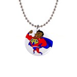 Fathers Day Black Super Dad 1  Button Necklace