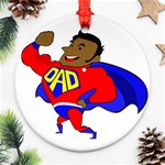 Fathers Day Black Super Dad Round Ornament (Two Sides)