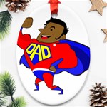 Fathers Day Black Super Dad Oval Ornament (Two Sides)