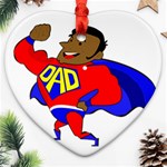 Fathers Day Black Super Dad Heart Ornament (Two Sides)