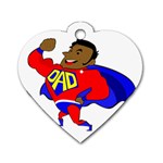 Fathers Day Black Super Dad Dog Tag Heart (One Side)