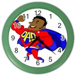 Fathers Day Black Super Dad Color Wall Clock