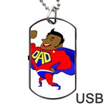 Fathers Day Black Super Dad Dog Tag USB Flash (One Side)