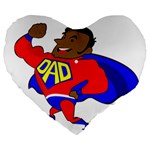 Fathers Day Black Super Dad Large 19  Premium Heart Shape Cushion