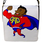 Fathers Day Black Super Dad Flap Closure Messenger Bag (S)