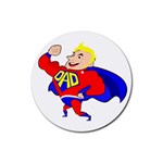 Fathers Day Blonde Super Dad Rubber Round Coaster (4 pack)