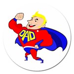 Fathers Day Blonde Super Dad Magnet 5  (Round)