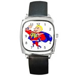 Fathers Day Blonde Super Dad Square Metal Watch