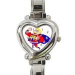 Fathers Day Blonde Super Dad Heart Italian Charm Watch