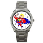 Fathers Day Blonde Super Dad Sport Metal Watch