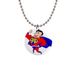 Fathers Day Super Dad 1  Button Necklace