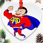 Fathers Day Super Dad Heart Ornament (Two Sides)