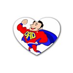 Fathers Day Super Dad Rubber Heart Coaster (4 pack)