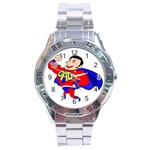 Fathers Day Super Dad Stainless Steel Analogue Watch