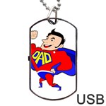 Fathers Day Super Dad Dog Tag USB Flash (One Side)