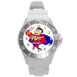 Fathers Day Super Dad Round Plastic Sport Watch (L)