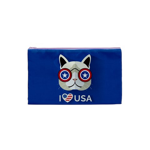 Cat_i_love_usa Cosmetic Bag (Small) from ArtsNow.com Front