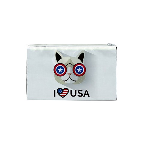 Cat_i_love_usa Cosmetic Bag (Small) from ArtsNow.com Back