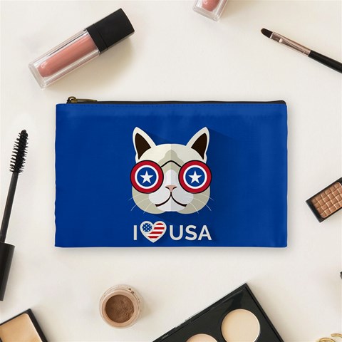 Cat_i_love_usa Cosmetic Bag (Medium) from ArtsNow.com Front