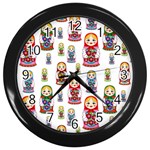 Russian Dolls Wall Clock (Black)