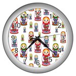 Russian Dolls Wall Clock (Silver)