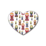 Russian Dolls Rubber Heart Coaster (4 pack)