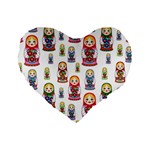 Russian Dolls Standard 16  Premium Flano Heart Shape Cushion 