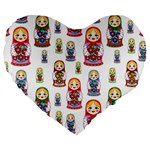 Russian Dolls Large 19  Premium Flano Heart Shape Cushion