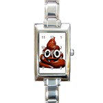 Happy Funny Poop Emoji Rectangle Italian Charm Watch