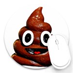 Happy Funny Poop Emoji Round Mousepad