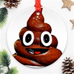 Happy Funny Poop Emoji Ornament (Round)