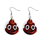 Happy Funny Poop Emoji 1  Button Earrings