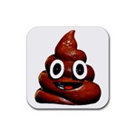 Happy Funny Poop Emoji Rubber Coaster (Square)