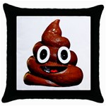 Happy Funny Poop Emoji Throw Pillow Case (Black)