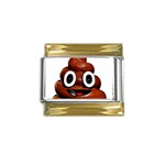 Happy Funny Poop Emoji Gold Trim Italian Charm (9mm)