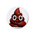 Happy Funny Poop Emoji Rubber Coaster (Round)