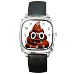 Happy Funny Poop Emoji Square Metal Watch