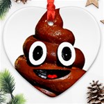 Happy Funny Poop Emoji Heart Ornament (Two Sides)