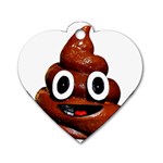 Happy Funny Poop Emoji Dog Tag Heart (One Side)