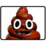 Happy Funny Poop Emoji Fleece Blanket (Large)