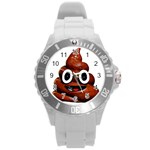 Happy Funny Poop Emoji Round Plastic Sport Watch (L)