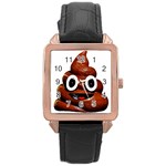 Happy Funny Poop Emoji Rose Gold Leather Watch 