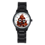 Happy Funny Poop Emoji Stainless Steel Round Watch