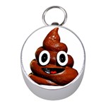 Happy Funny Poop Emoji Silver Compass (Mini)