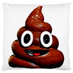 Happy Funny Poop Emoji Large Flano Cushion Case (One Side)