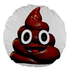 Happy Funny Poop Emoji Large 18  Premium Flano Round Cushion 