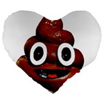 Happy Funny Poop Emoji Large 19  Premium Flano Heart Shape Cushion