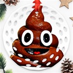 Happy Funny Poop Emoji Ornament (Round Filigree)